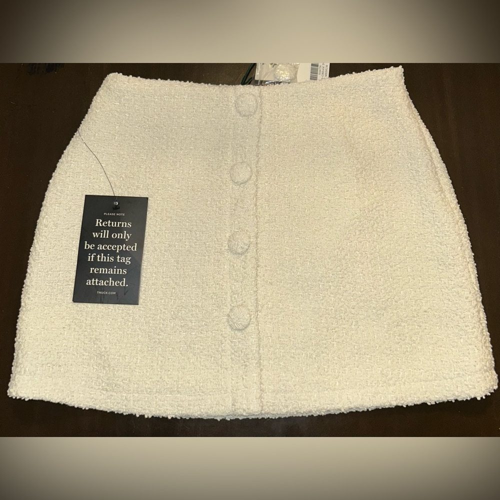 Winter White Tweed Mini Skirt
